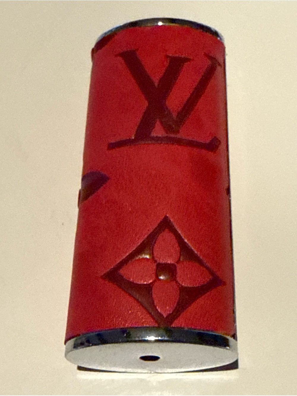 LV Leather Bic Lighter Case Full Size Red